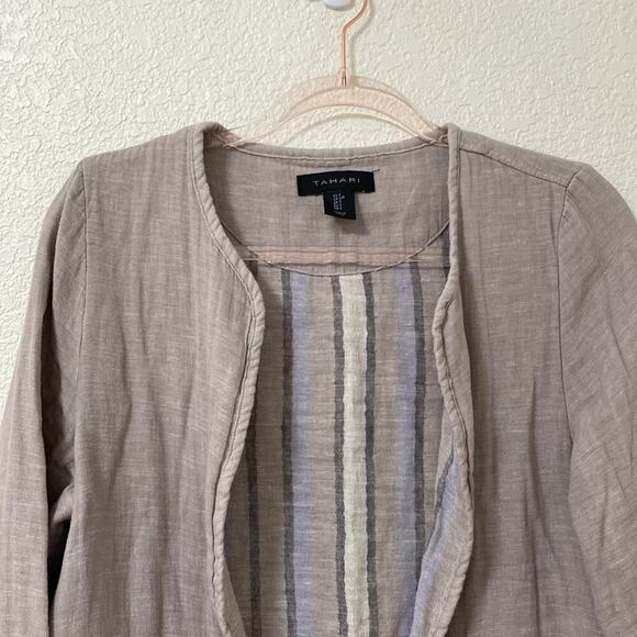 Tahari Beige Open-Front Cardigan - Picture 2 of 10